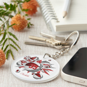 red grey basketball blowout girls jersey number key ring