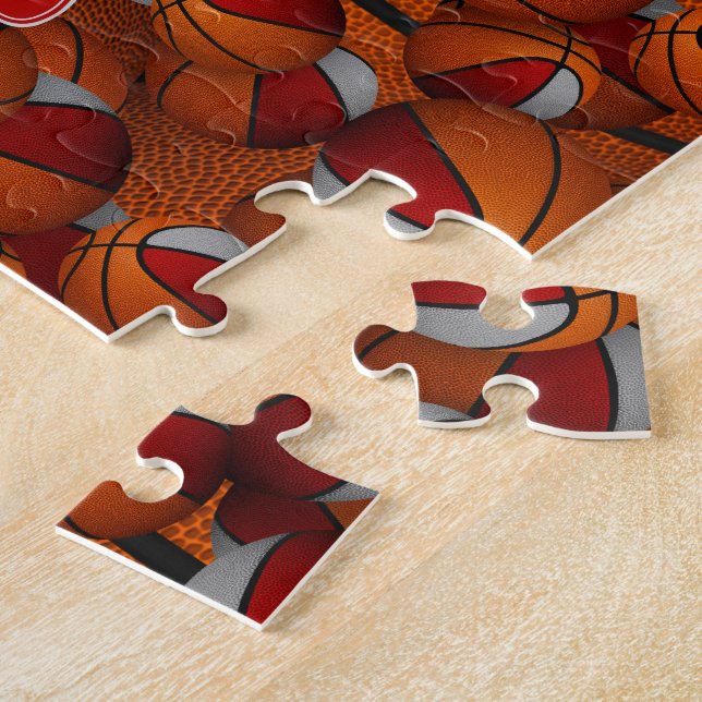 red grey basketball girls boys team colours jigsaw puzzle (Side)