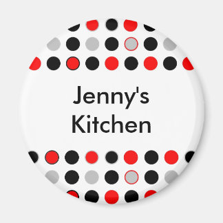 Red Grey Black Dots Kitchen Magnet