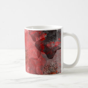 Red Grey Black Grunge Digital Graphic Art Design Coffee Mug