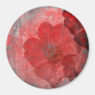 Red Grey Black Grunge Digital Graphic Art Design Magnet