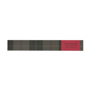 Red Grey Black Tartan Christmas Custom Address Wraparound Address Label