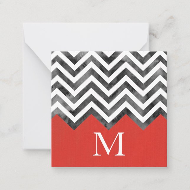 Red Grey Black White Chevron Colour Block Card (Front)