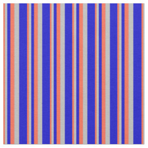 Red, Grey & Blue Coloured Pattern of Stripes Fabric