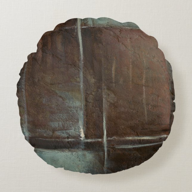 Red & Grey Brick Wall Round Cushion (Front)