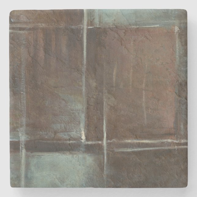 Red & Grey Brick Wall Stone Coaster (Front)