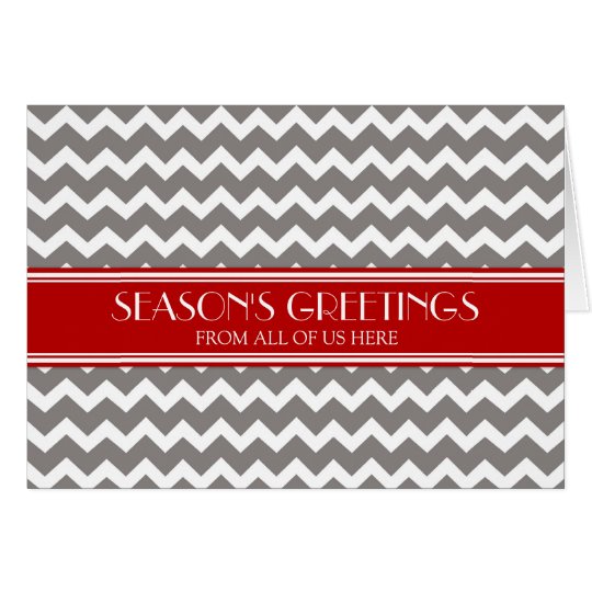 Red Grey Chevron Customer Season's Greetings Card