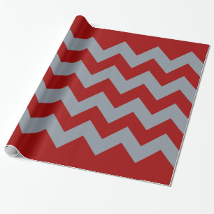 red & grey chevron stripes wrapping paper
