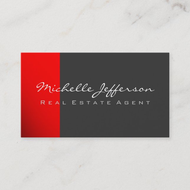 Red Grey Contemporary Business Card (Front)