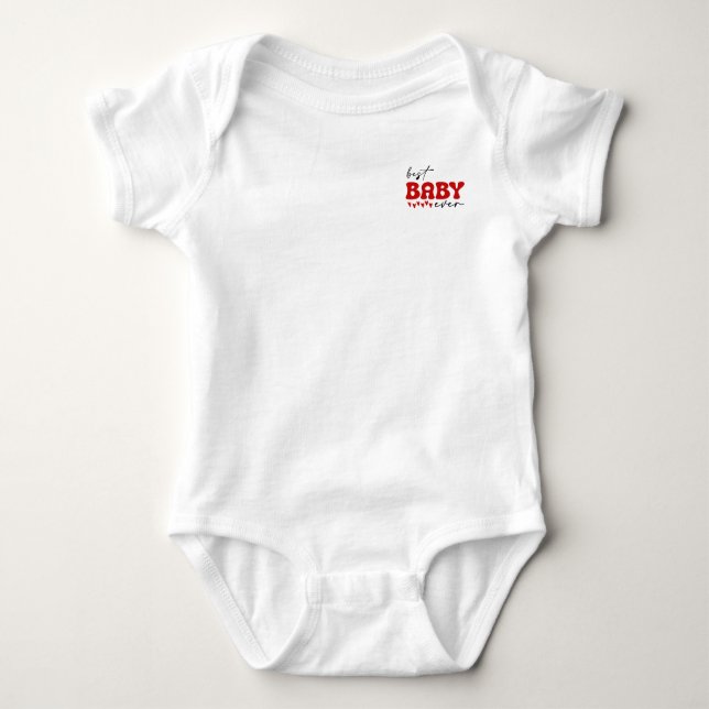 Red Grey Cute Best Baby Ever Bodysuit (Front)