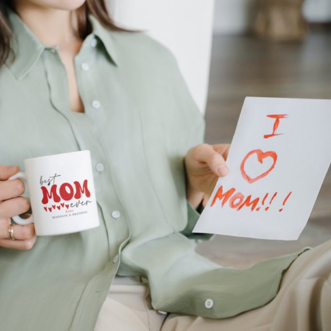 Red Grey Cute Best Mum Ever Coffee Mug (Creator Uploaded)