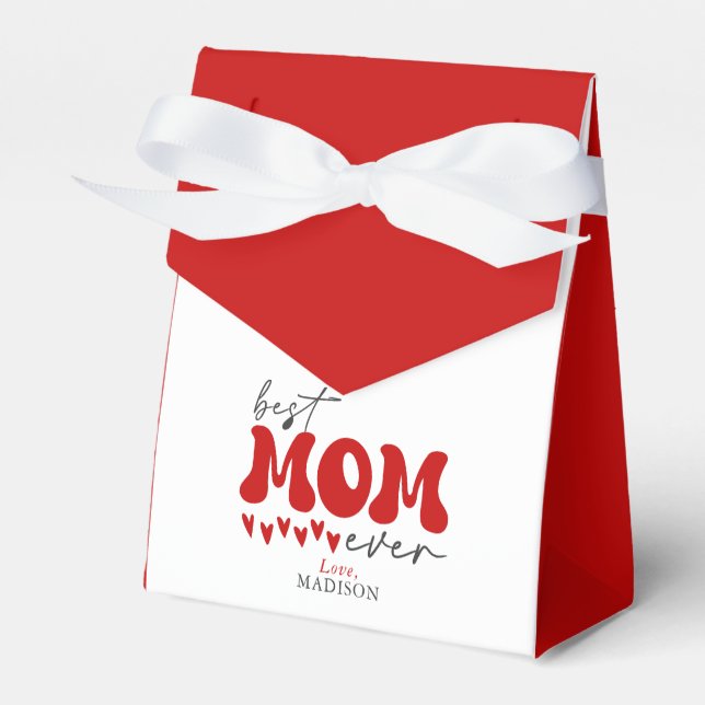 Red Grey Cute Best Mum Ever Favour Box (Front Side)