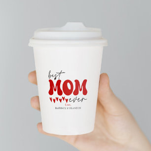 Red Grey Cute Best Mum Ever Paper Cups