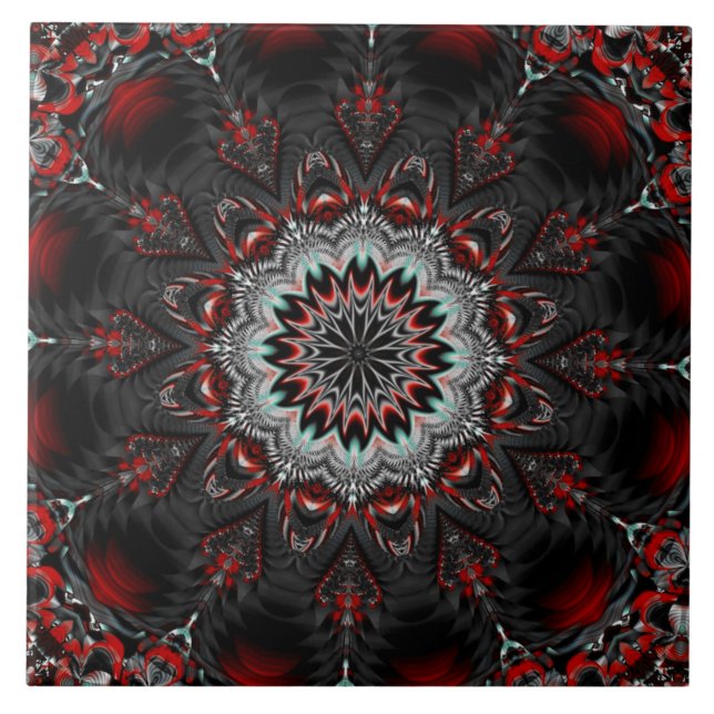 Red Grey Decorative Ceramic Tile (Front)