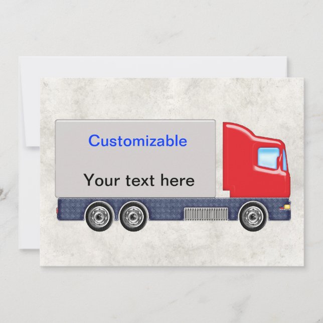 Red & Grey Delivery Truck Customise Invitation (Front)