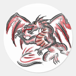 Red grey dragon stickers