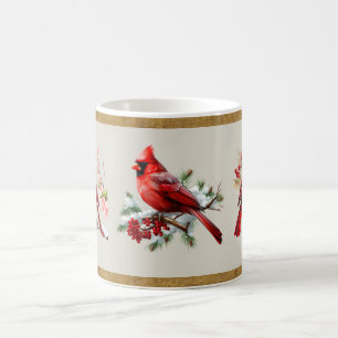 Red Grey & Gold Cardinal Mug