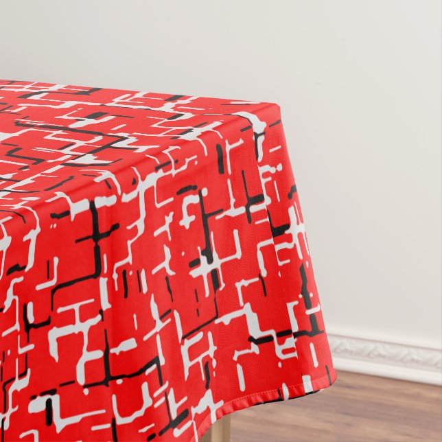 Red Grey Grey White Black Tablecloth (In Situ)