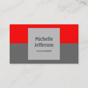 Red Grey Horizontal Stripes Pattern Business Card