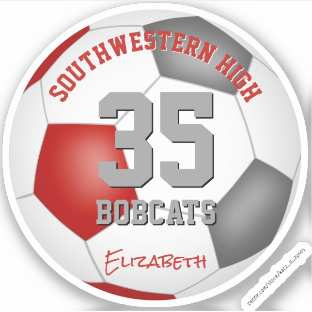 Red grey kids teens custom soccer team colours  (Front)