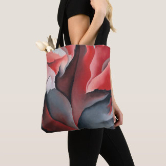Red grey maple leaf abstract Georgia O'Keeffe Tote Bag