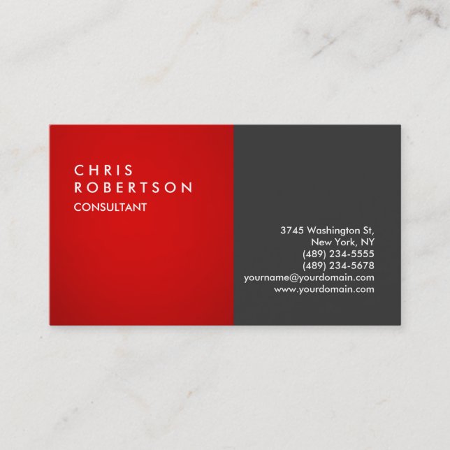 Red Grey Modern Creative Business Card (Front)