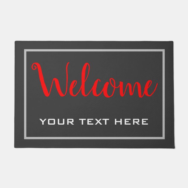 Red Grey Modern Minimalist Trendy Doormat (Front)