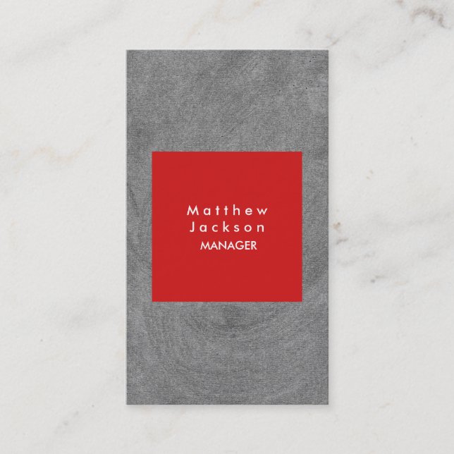 Red Grey Modern Plain Professional Business Card (Front)