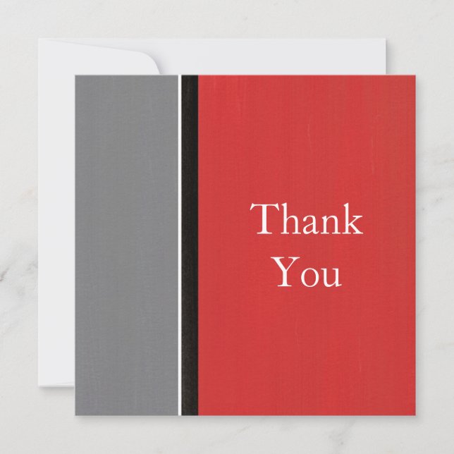 Red Grey Modern Thank You Card (Front)