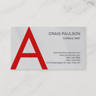 Red Grey Monogram Consultant Charm Business Card