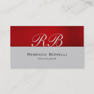 Red Grey Monogram Manager Business Card