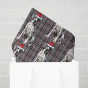 Red Grey Plaid Great Dane Dog Christmas Holiday Tissue Paper