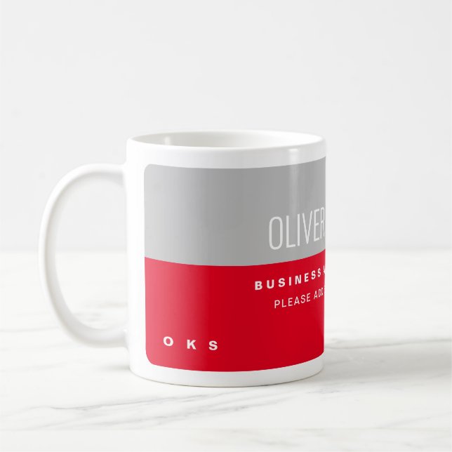 Red Grey Professional Name Coffee Mug (Left)