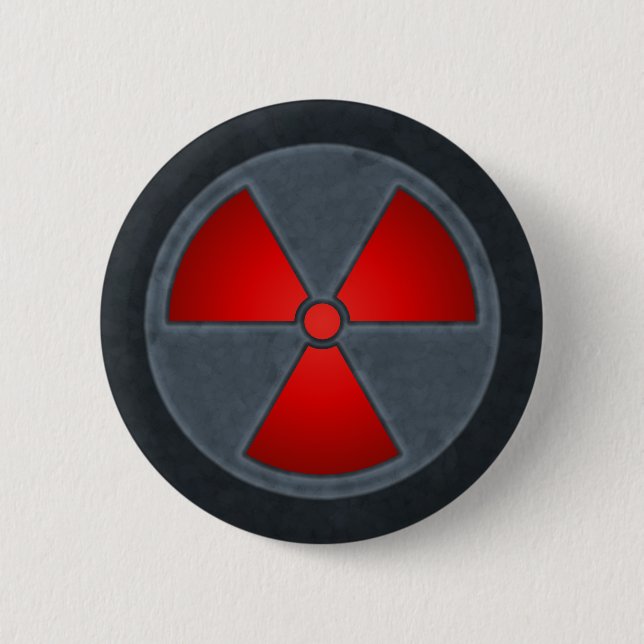 Red & Grey Radiation Symbol Button (Front)