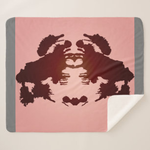 Red Grey Rorschach Inkblot Test Sherpa Blanket