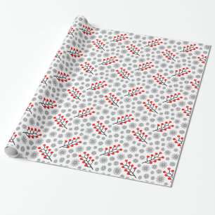 Red Grey Scandinavian Pattern Wrapping Paper