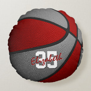 red grey school colours girls boys basketball room round cushion