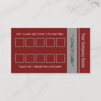 Red Grey Simple Border 10 Punch Loyalty Card
