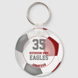 red grey simple soccer ball boys' team spirit key ring