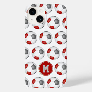 red grey soccer balls pattern monogrammed Case-Mate iPhone 14 case