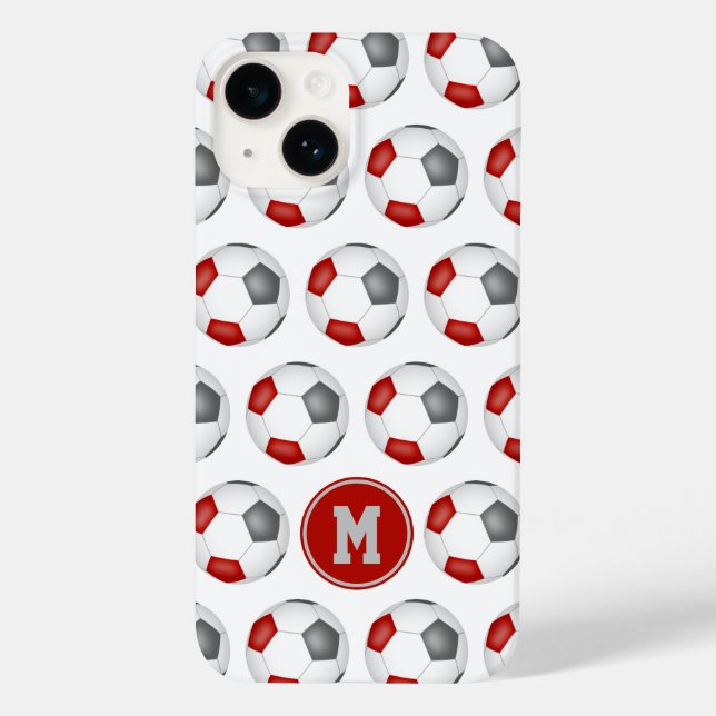 red grey soccer balls pattern monogrammed Case-Mate iPhone case (Back)