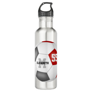 red grey soccer girl boy school team colours 710 ml water bottle