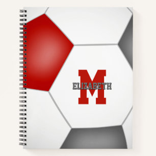 red grey soccer team colours personalised notebook