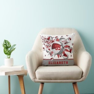 red grey sports room girls basketballs stars cushion