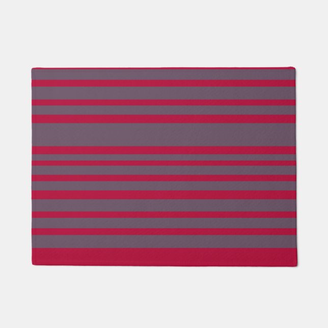 Red, Grey  Stripes Door Mat (Front)
