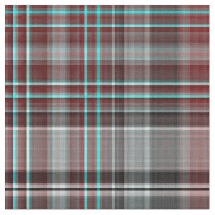 Red, Grey & Teal Plaid Fabric