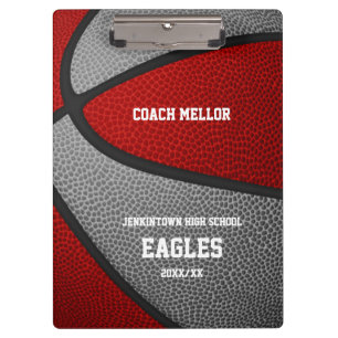 red grey team colours basketball coach name clipboard