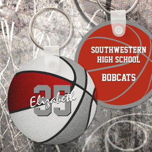 red grey team colours bulk or single basketball key ring