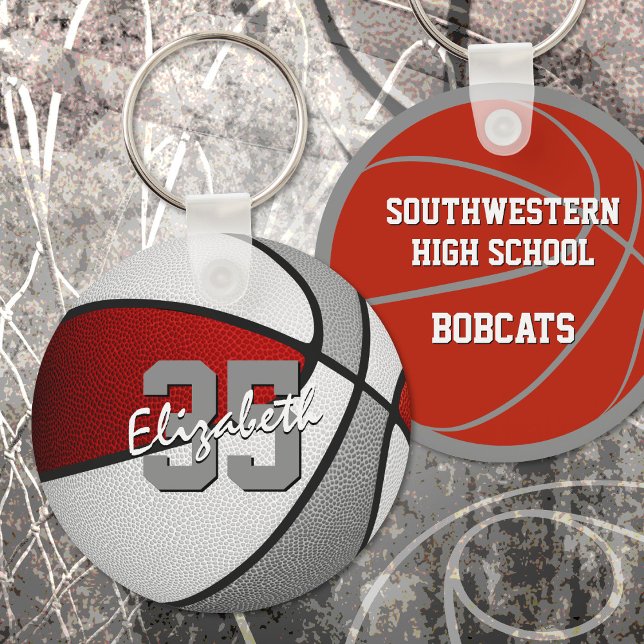 red grey team colours bulk or single basketball key ring (Creator Uploaded)