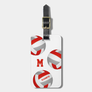 red grey team colours girls boys volleyball luggage tag